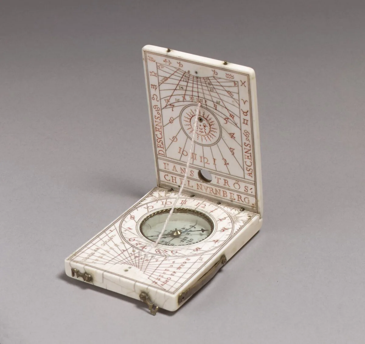 Portable diptych sundial — Hans Tröschel the Elder