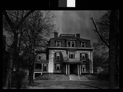 [Second Empire House with Mansard Roof and Trellised Balconies, Belmont, Massachusetts]