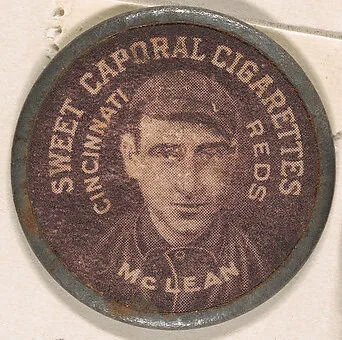 McLean, Cincinnati Reds (black), from the Domino Discs series (PX7), issued by Kinney Brothers — Kinney Brothers Tobacco Company