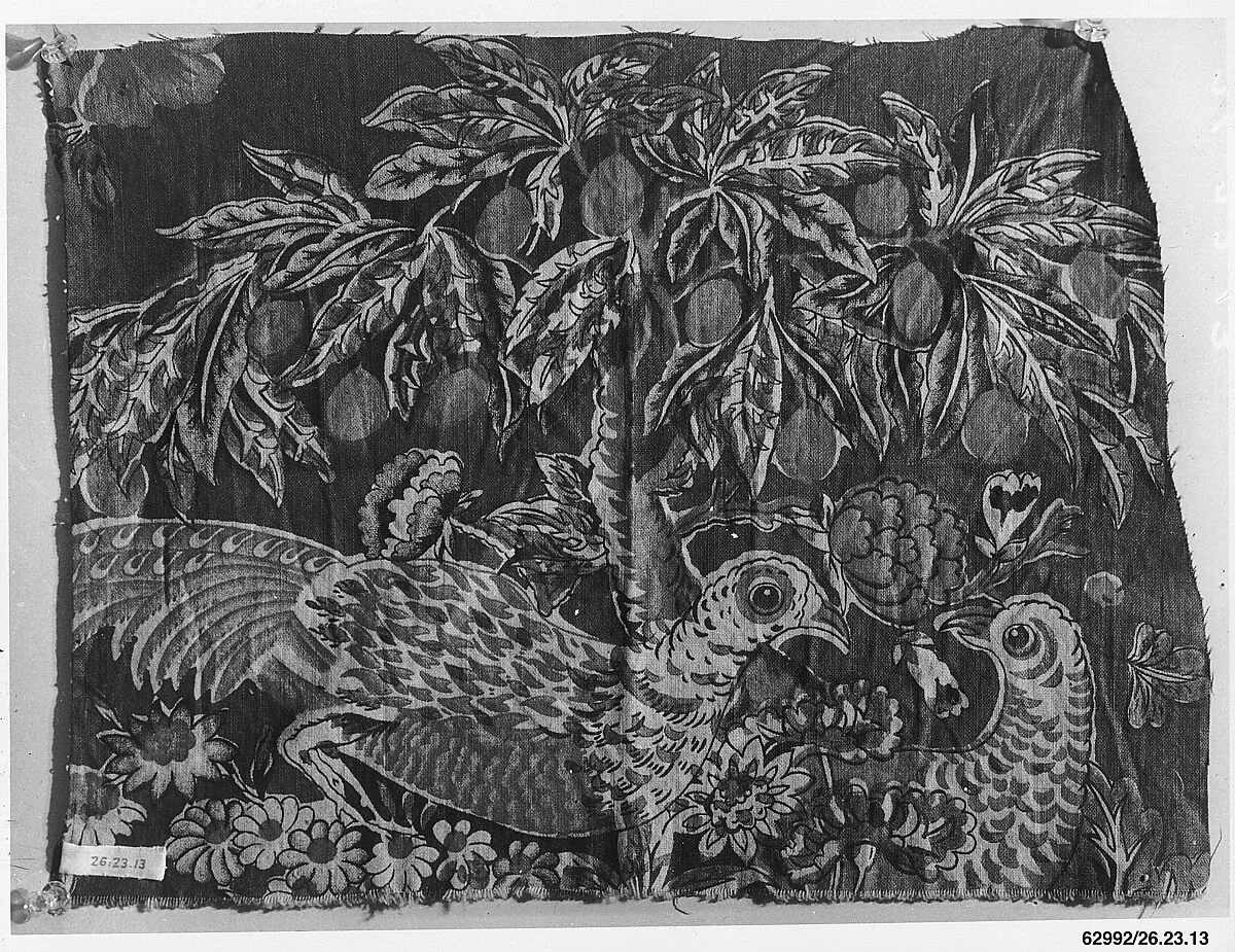 Fragment of textile printed with game birds — Unknown