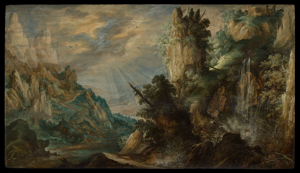 A Mountainous Landscape with a Waterfall — Kerstiaen de Keuninck
