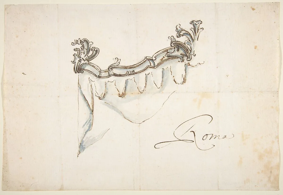 Design for a Crest with Drapery (the Upper Part of a Canopy or Window Treatment) — Giovanni Battista Natali III