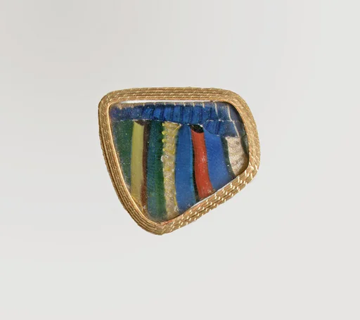 Glass striped mosaic bowl fragment