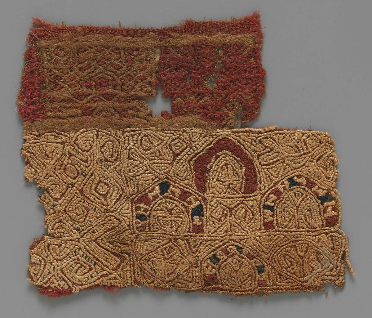 Textile fragment with Architectural Motif — Unknown