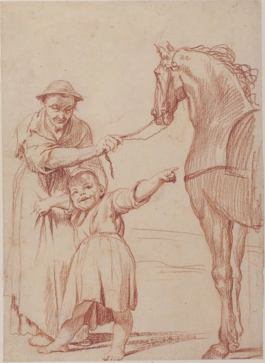 Marcolfa Persuades Cacasenno to Mount a Horse — Giuseppe Maria Crespi