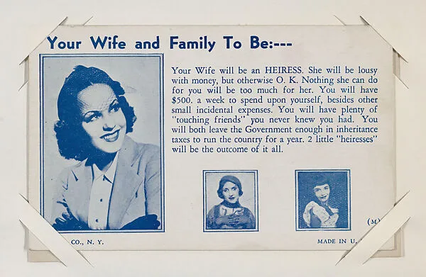 Your Wife and Family to Be:--- from Exhibit Fortunes (W432) — Unknown