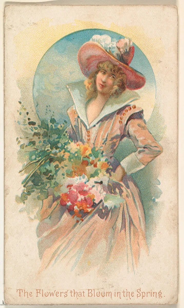 The Flowers that Bloom in the Spring, from the Illustrated Songs series (N116) issued by W. Duke, Sons & Co. to promote Honest Long Cut Tobacco — George S. Harris & Sons|W. Duke, Sons & Co.|American Tobacco Company