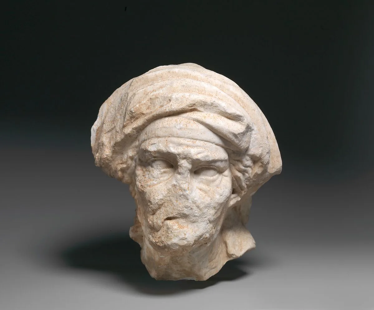 Marble head of an old woman — Unknown