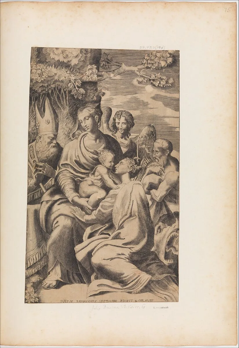 The Madonna and Child Attended by Saints — Giulio Bonasone|Parmigianino (Girolamo Francesco Maria Mazzola)