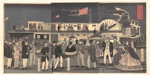 「亞墨利加國蒸氣車往来」|“America”: A Steamship in Transit