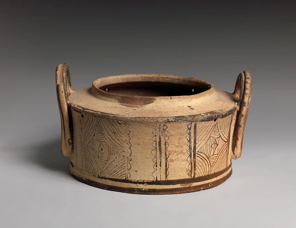 Terracotta pyxis (cylindrical box) — Unknown