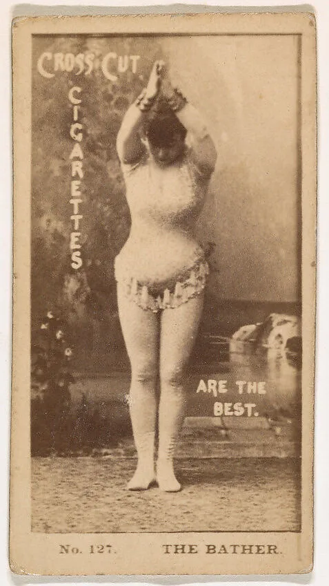 Card Number 127, The Bather, from the Actors and Actresses series (N145-2) issued by Duke Sons & Co. to promote Cross Cut Cigarettes — W. Duke, Sons & Co.