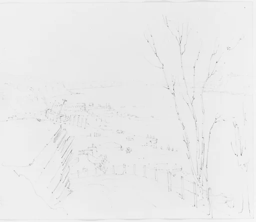 View of Shoreline from Roadway Above (from Sketchbook)