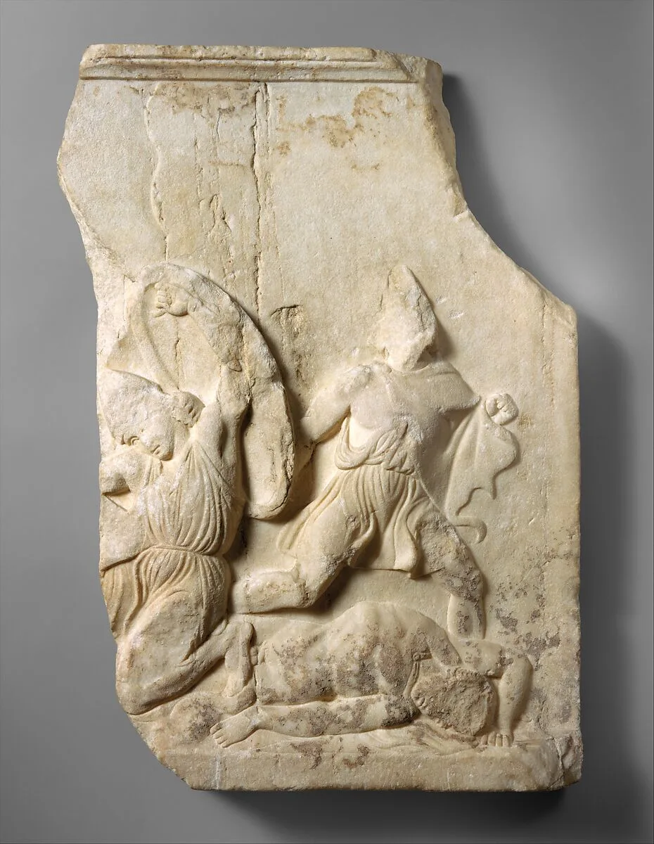 Fragment of a marble relief from a funerary monument — Unknown