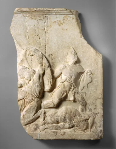 Fragment of a marble relief from a funerary monument