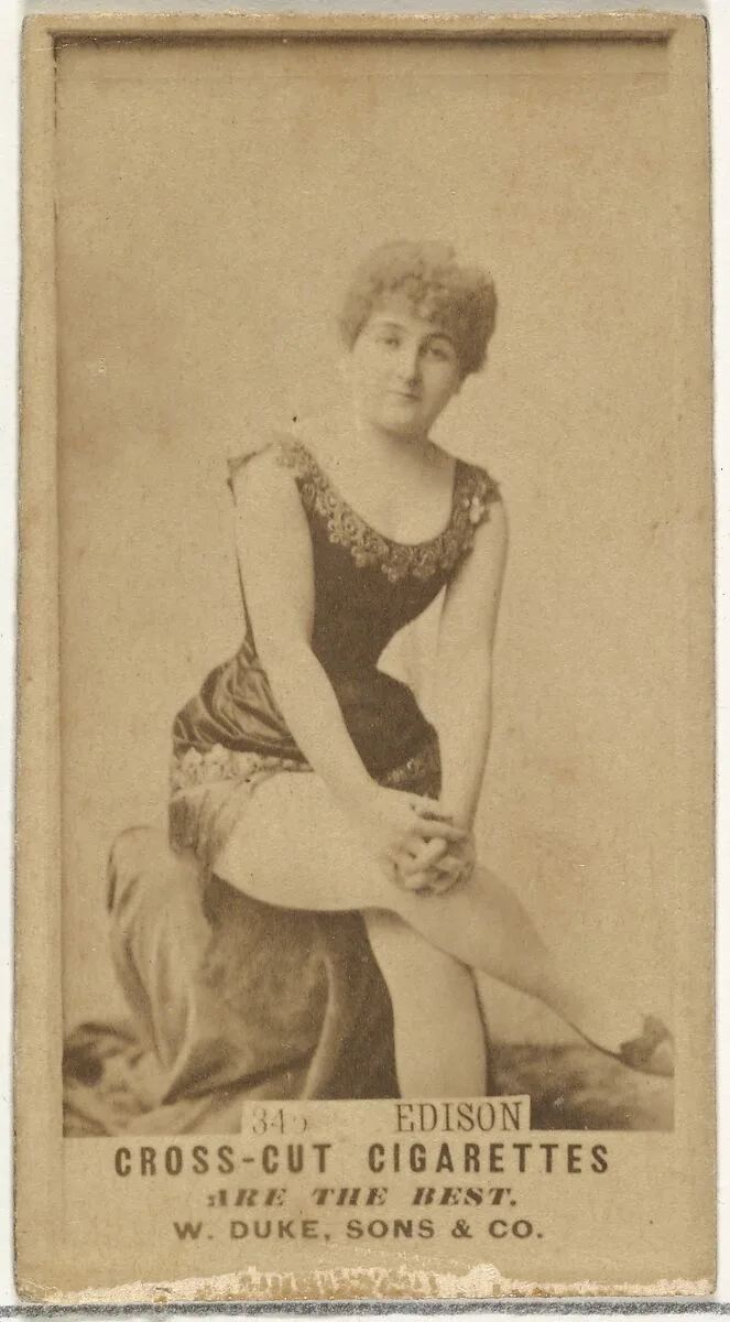 Edison, from the Actors and Actresses series (N145-3) issued by Duke Sons & Co. to promote Cross Cut Cigarettes — W. Duke, Sons & Co.