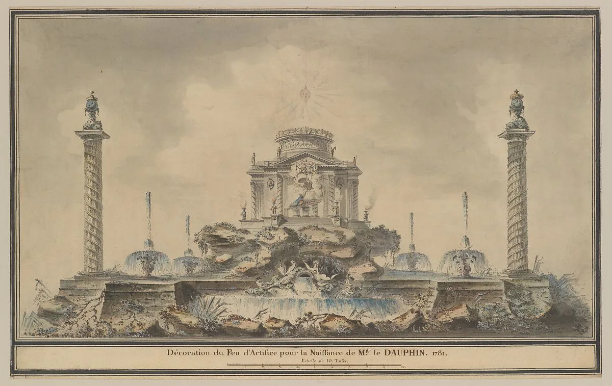Design for the Fireworks Display in Paris for the Birth of the Dauphin in 1781 — Louis Gustave Taraval|Pierre Louis Moreau Desproux