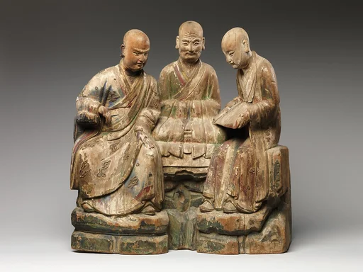 明晚期 木雕三羅漢|Three seated luohans