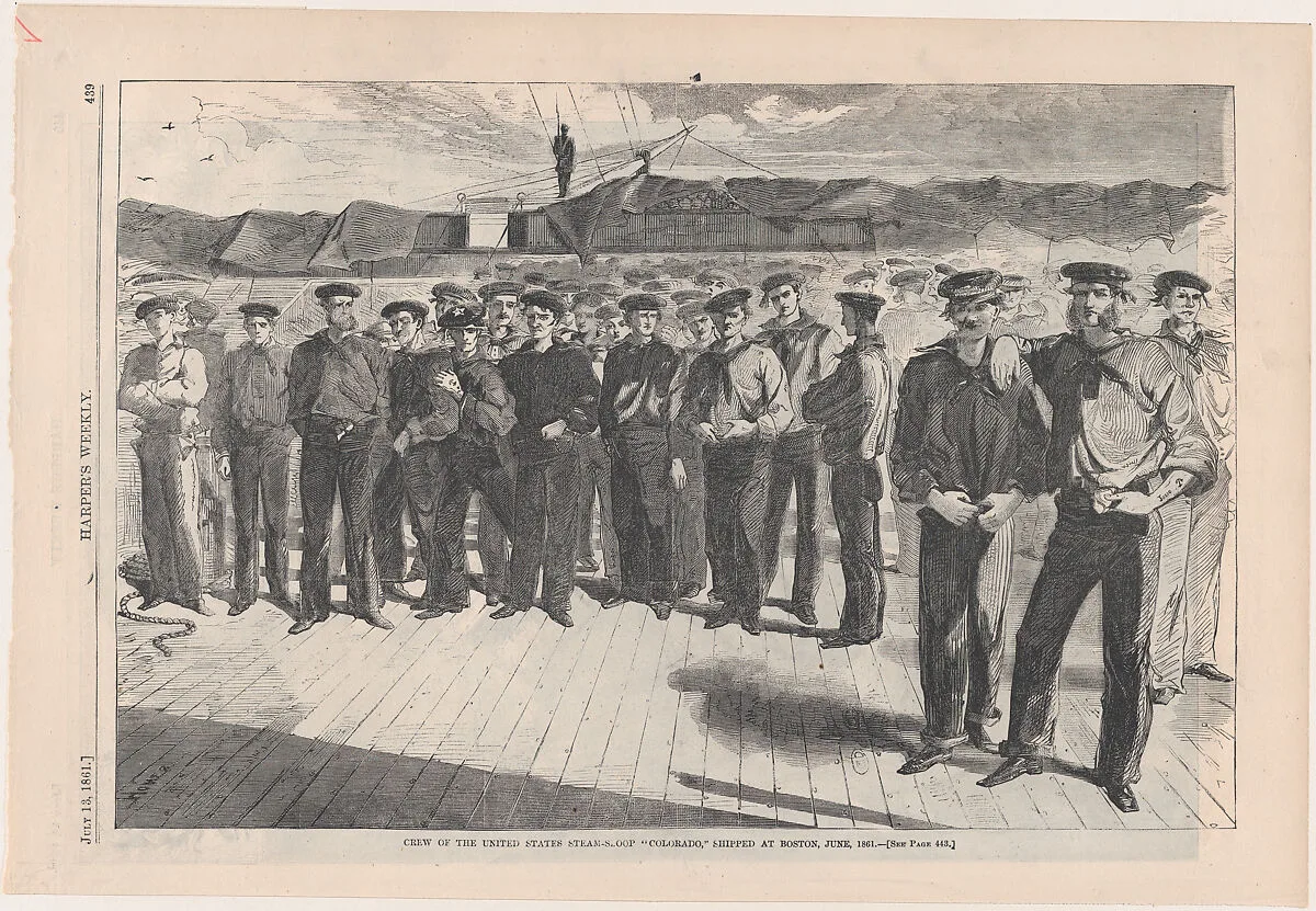 Crew of U.S. Steamsloop "Colorado," Shipped at Boston, June 1861 (from "Harper's Weekly," Vol. 5, p. 439) — Winslow Homer|Harper's Weekly|Harper & Brothers|Anonymous, American, 19th century