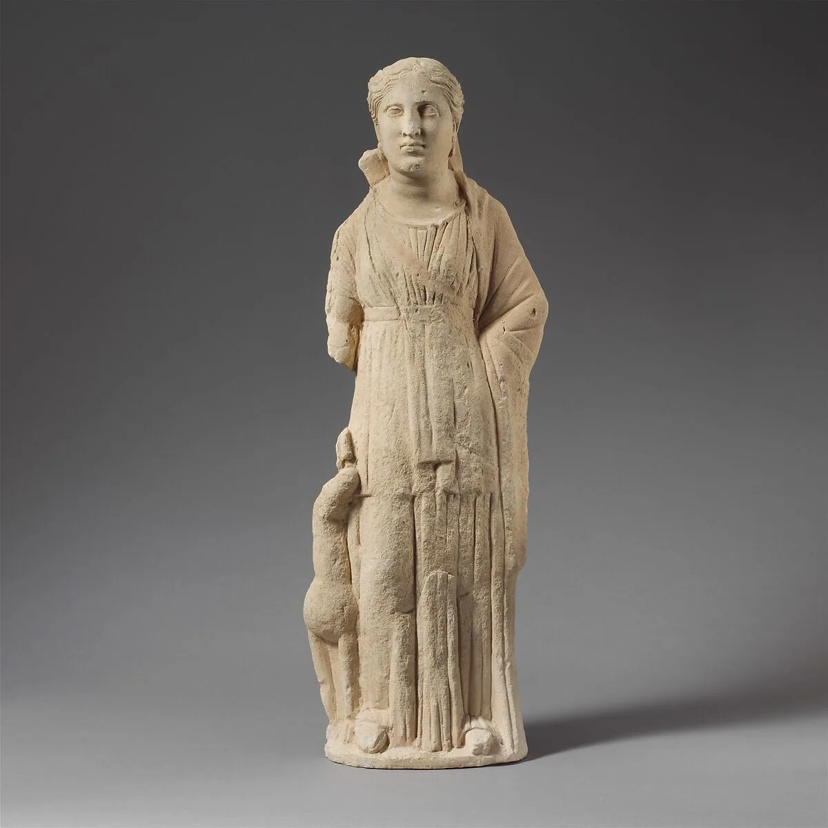 Limestone statuette of Artemis with a fawn — Unknown