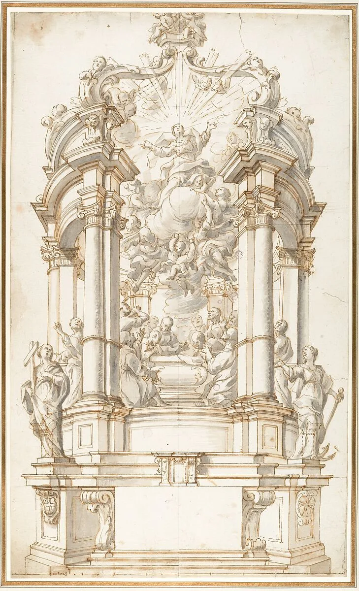 Design for a Freestanding Altar dedicated to the Assumption of the Virgin — Giovanni Larciani ("Master of the Kress Landscapes")
