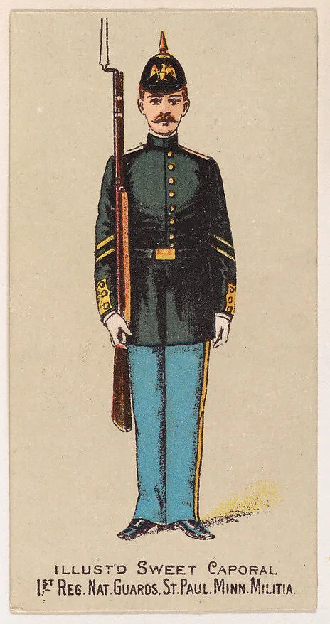 1st Regiment, National Guards, St. Paul, Minnesota Militia, from the Military Series (N224) issued by Kinney Tobacco Company to promote Sweet Caporal Cigarettes — Kinney Brothers Tobacco Company
