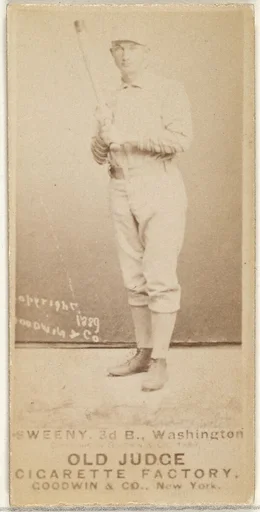Peter Jay "Pete" Sweeny, 3rd Base, Washington Nationals, from the Old Judge series (N172) for Old Judge Cigarettes