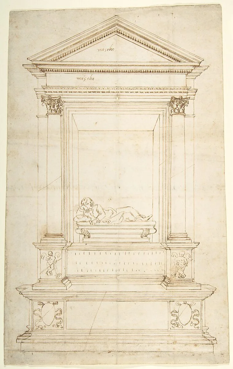 Design for a Wall Tomb. — Anonymous, Central-Italian, 16th century