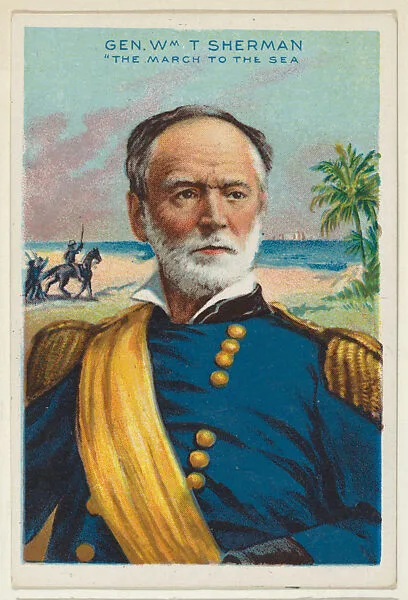 William T. Sherman, The March to the Sea, from the "Heroes of History" series (T68), issued with Miners Extra Smoking Tobacco, Natural Leaf Scrap, and Royal Bengals Little Cigars — William Tecumseh Sherman|Royal Bengals Little Cigars