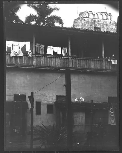 [Courtyard Façade with Second Floor Colonnade and Clotheslines, Havana]
