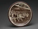 Our America dinner plate with bird's eye view of lower Manhattan — Rockwell Kent|Gale Turnbull|Vernon Kilns