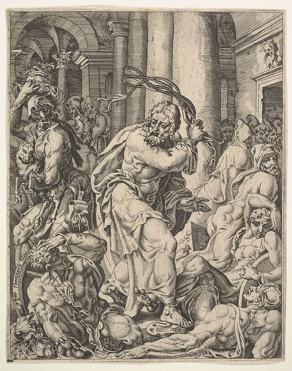 Christ Driving the Money Changers from the Temple, from The Fall and Salvation of Manking through the Life and Passion of Christ — Maarten van Heemskerck|Dirck Volckertsz Coornhert