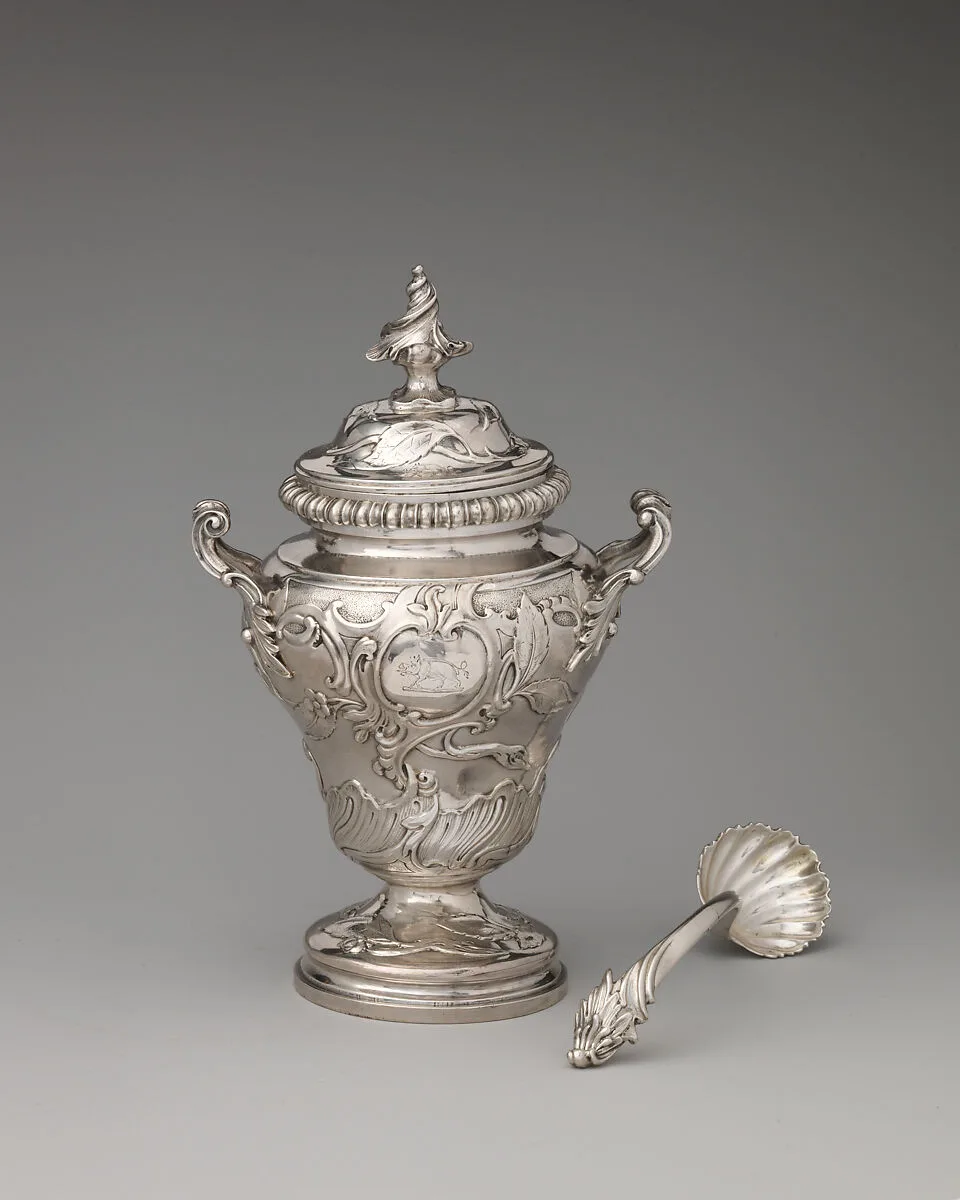 Tea caddy with spoon (one of a set of three) — John Swift