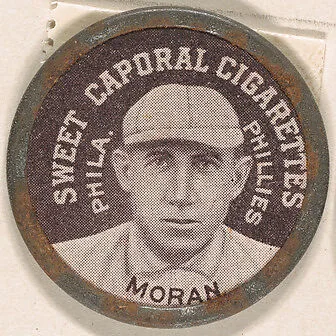 Moran, Philadelphia Phillies (black), from the Domino Discs series (PX7), issued by Kinney Brothers — Kinney Brothers Tobacco Company