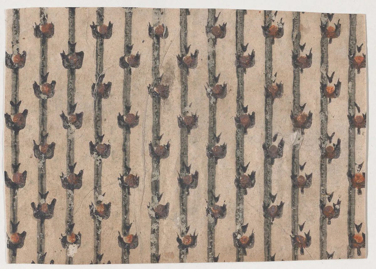 Sheet with abstract and stripe pattern — Anonymous