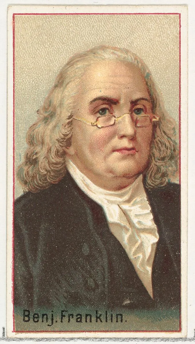 Benjamin Franklin, printer's sample for the World's Inventors souvenir album (A25) for Allen & Ginter Cigarettes — Allen & Ginter