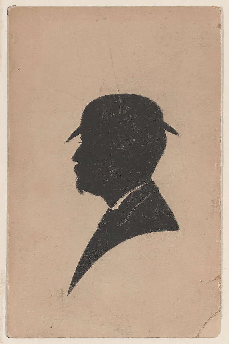 Silhouette of an unknown man with a derby hat, moustache and goatee — Anonymous