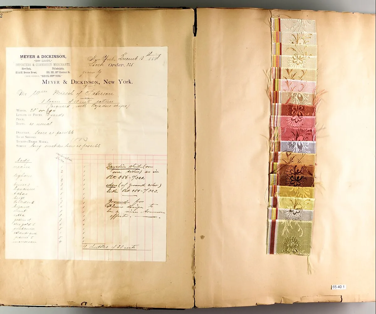 Textile sample book of ribbons — Unknown