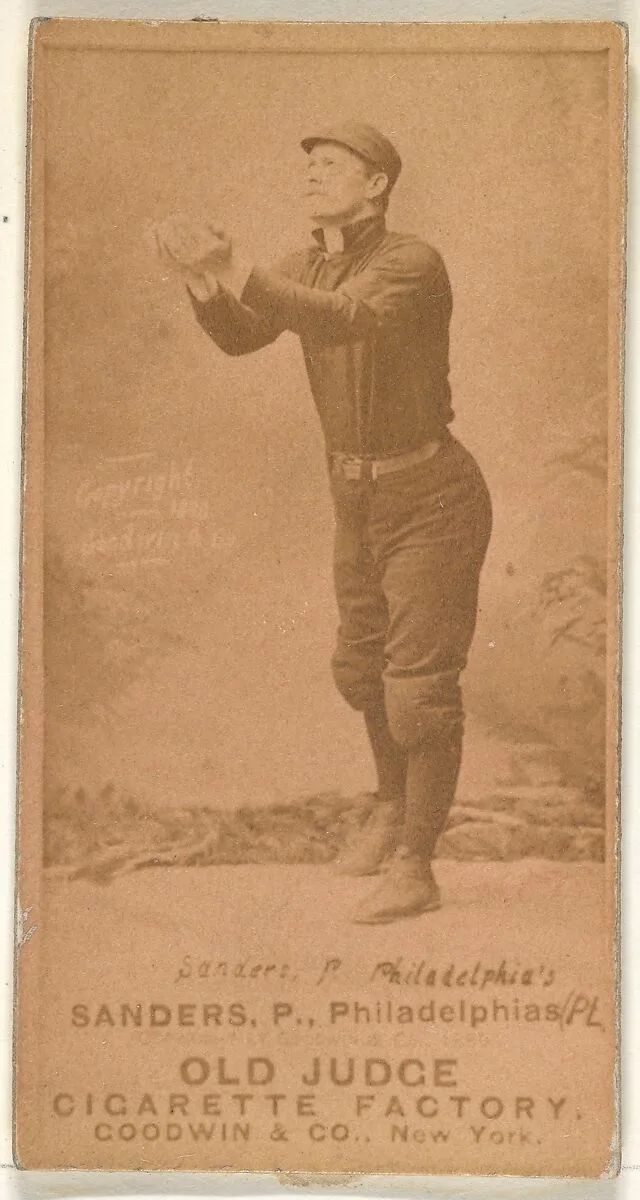 Alexander Bennett "Ben" Sanders, Pitcher, Philadelphia, from the Old Judge series (N172) for Old Judge Cigarettes — Goodwin & Company