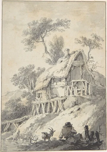 Thatched Cottage by a Brook
