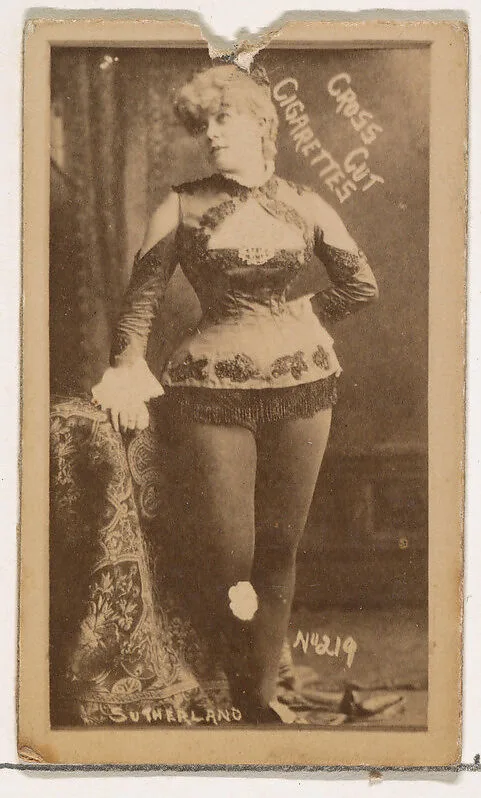 Card Number 219, Sutherland, from the Actors and Actresses series (N145-1) issued by Duke Sons & Co. to promote Cross Cut Cigarettes — W. Duke, Sons & Co.