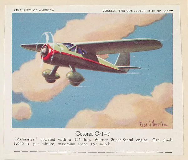 Cessna C-145, collector card from the Airplanes of America series (D2), issued by the Kelley Baking Company to promote Kelley's Bread — Kelley Baking Company
