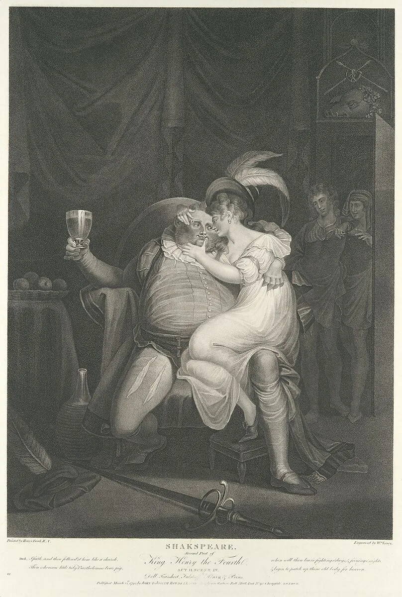 Doll Tearsheet, Falstaff, Henry and Poins (Shakespeare, King Henry IV, Part 2, Act 2, Scene 4) — William Satchwell Leney|Henry Fuseli|John & Josiah Boydell|William Shakespeare