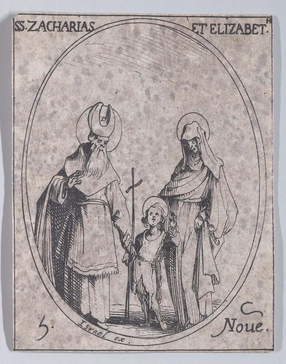 S. Zacharias and S. Elizabeth, November 5th, from "Les Images De Tous Les Saincts et Saintes de L'Année" (Images of All of the Saints and Religious Events of the Year) — Israël Henriet|Jacques Callot