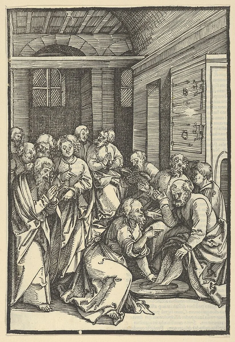 Christ Washing Saint Peter's Feet, from Speculum passionis domini nostri Ihesu Christi — Hans Schäufelein|Ulrich Pinder|Friedrich Peypus
