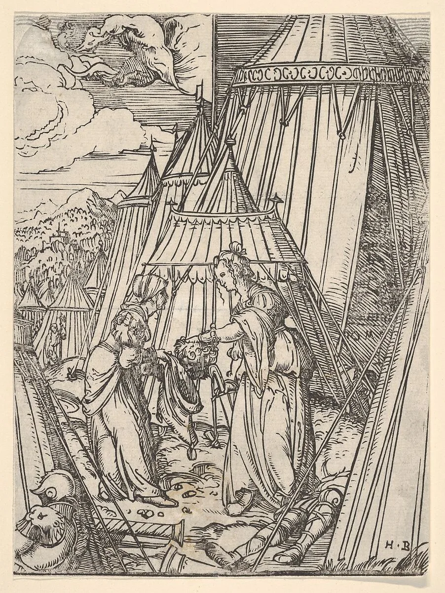 Judith and Her Maid Putting the Head of Holofernes into a Bag — Hans Burgkmair