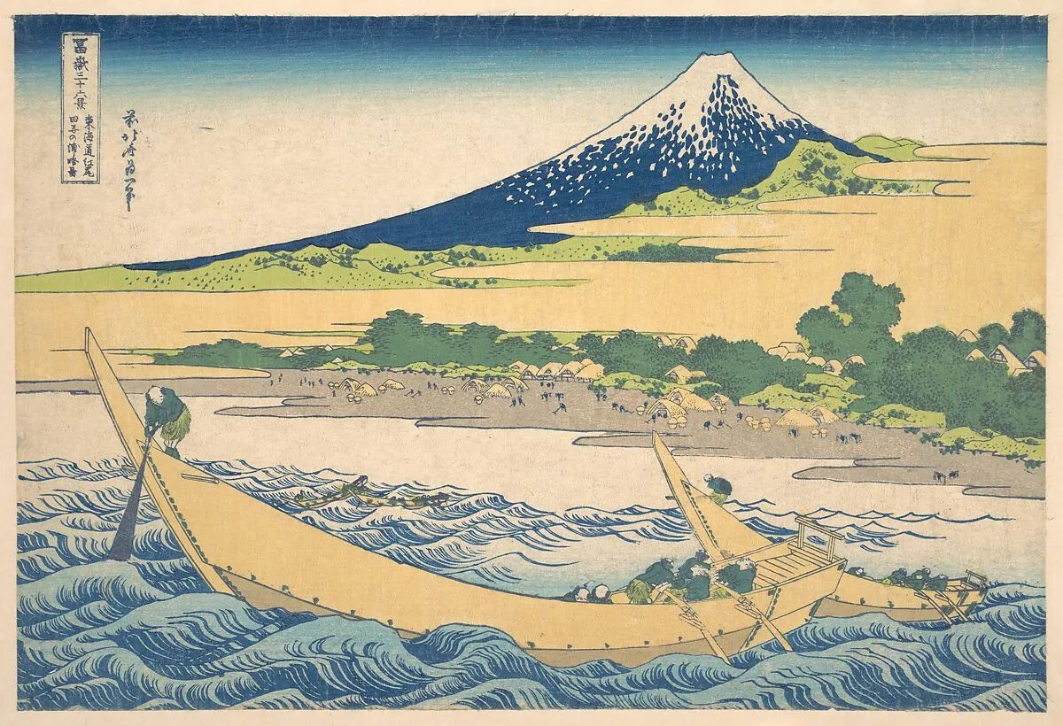 冨嶽三十六景 東海道江尻田子の浦略図|Tago Bay near Ejiri on the Tōkaidō (Tōkaidō Ejiri Tago no ura ryaku zu), from the series Thirty-six Views of Mount Fuji (Fugaku sanjūrokkei) — Katsushika Hokusai
