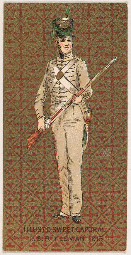 Rifleman, United States Army, 1813, from the Military Series (N224) issued by Kinney Tobacco Company to promote Sweet Caporal Cigarettes — Kinney Brothers Tobacco Company