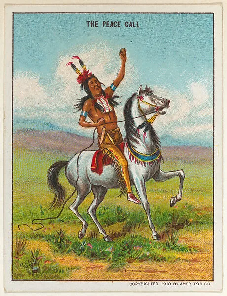The Peace Call, from the "Indian Life in the 60's" series (T73), issued with Hassan Cork Tip Cigarettes by the American Tobacco Company — American Tobacco Company