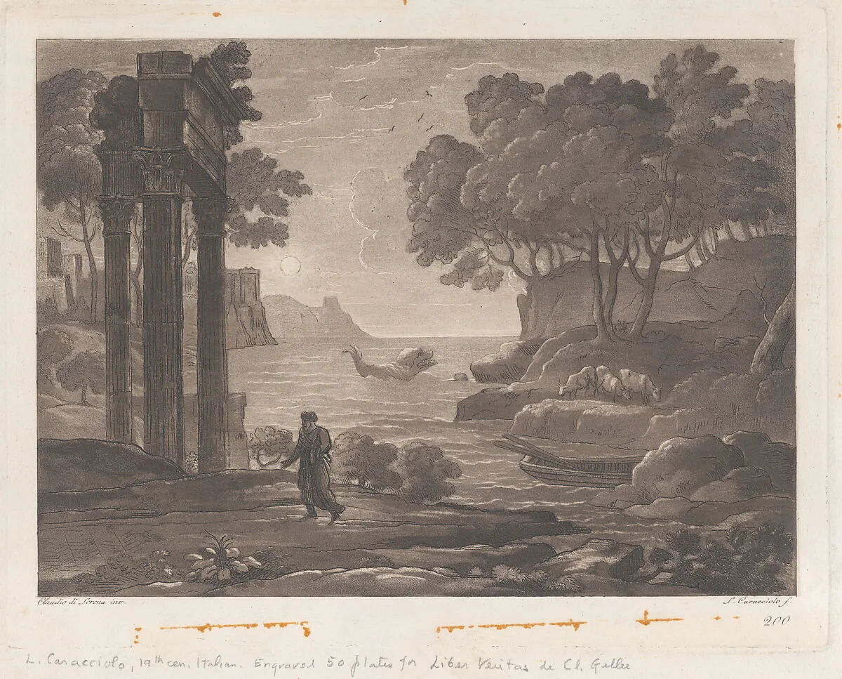 Seascape, after Claude Lorrain's "Liber Veritatis" — Ludovico Caracciolo|Claude Lorrain (Claude Gellée)